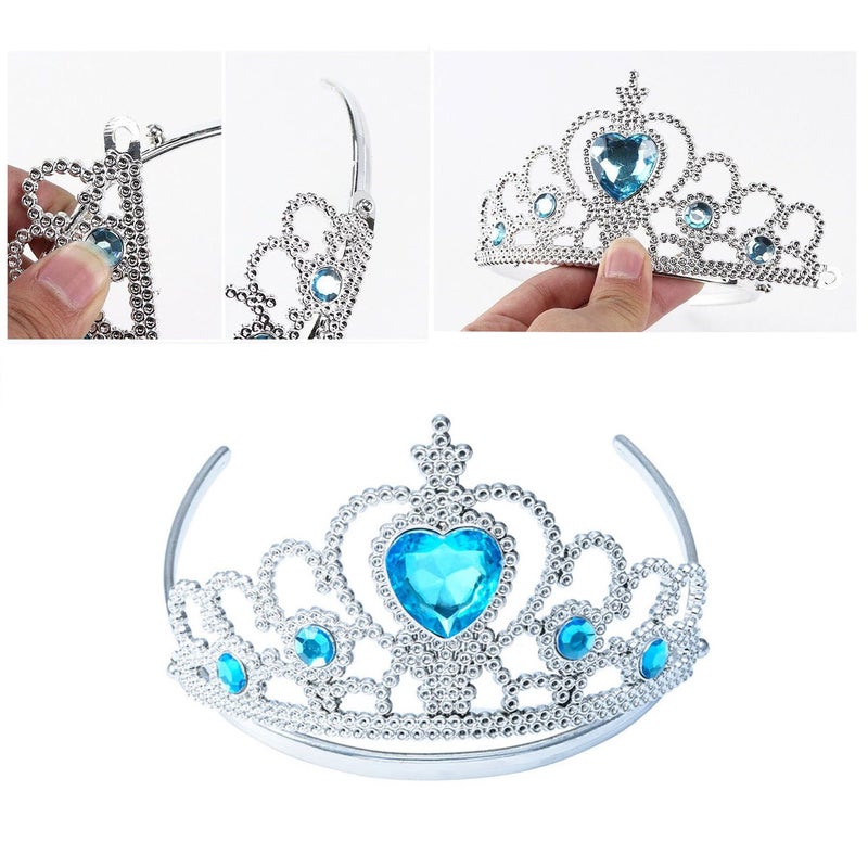 Yosbabe Princess Wig Braid with Tiara Necklace Gloves Princess Dress Up Costume Cosplay Accessories for Kids Girls - Image 4